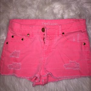 Pink jean shorts